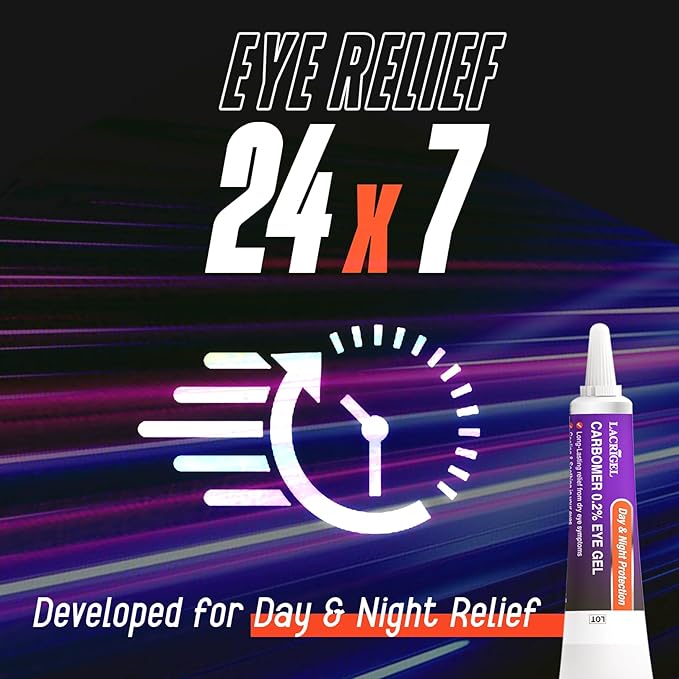 Lacrigel Dual CARBOMER 0.2% - Eye Gel for Dry, Tired, and Red Eyes - Soothes Irritation, Reduces Soreness - 24x7 Day and Night Protection - Safe and Premium Formulation - Sterile Pack of 10g - Image 3